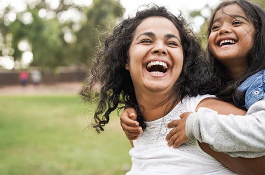 mother and child playing