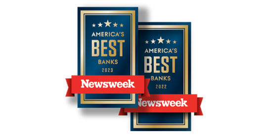 Newsweek Best Banks 2022 and 2023 Badges