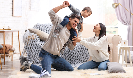 family playing at home