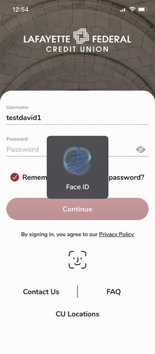 login using face id