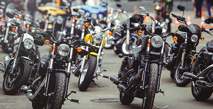 motorcycles lined up